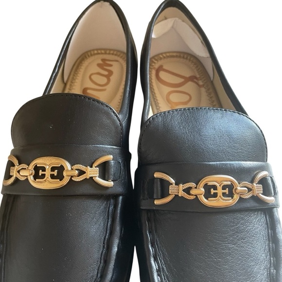 Sam Edelman Black Loafers with Gold Accent - Picture 12 of 15